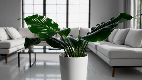 modern living room with peace lily