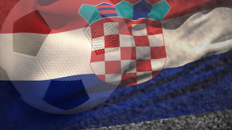 animation of flag of croatia over soccer ball