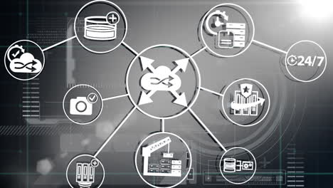 Animation of networks of connections with icons