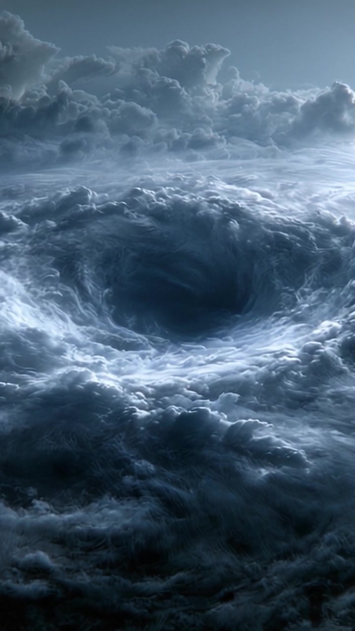 En fascinerende stormhvirvel i skyerne, fanget i to forskellige billeder, der viser dybden af et mystisk atmosfærisk fænomen.