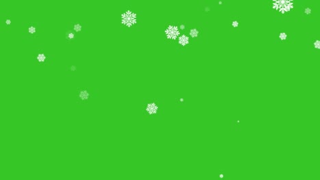 aislada caída de nieve de dibujos animados en pantalla verde. 4k