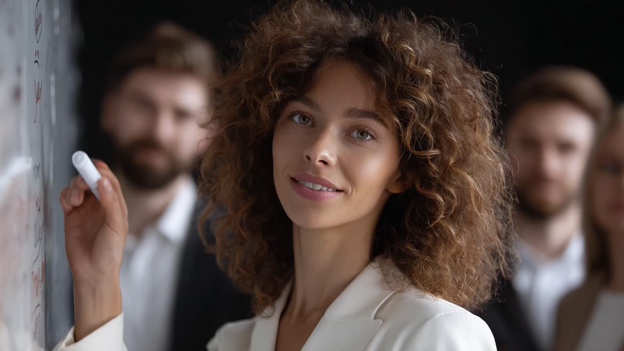 Confident Presenter Engaging Audience with Insights and Ideas During a Dynamic Brainstorming Session in a Collaborative Environment