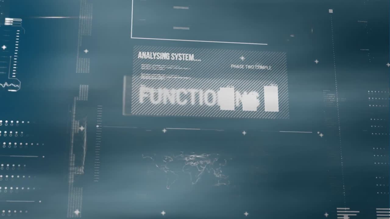 Animation of financial data processing on grey background