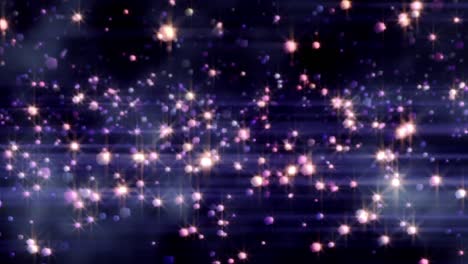 animation of red kaleidoscopic shape moving over glowing pink stars rising on black