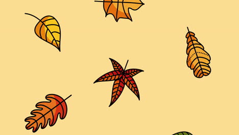 hola temporada de otoño con animación de lluvia de hojas