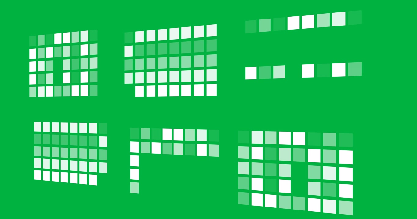 Animation of white squares moving on transparent background