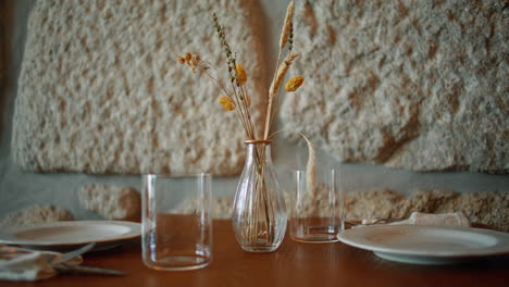 rustic table setting with dried flowers