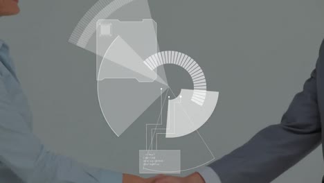 Runder-Scanner-Und-Datenverarbeitung-über-Kaukasischen-Geschäftsmann-Und-Geschäftsfrau-Beim-Händeschütteln