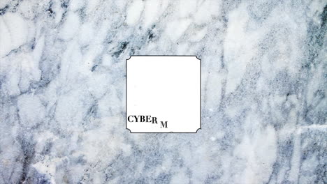 cyber lunes texto en la textura de mármol