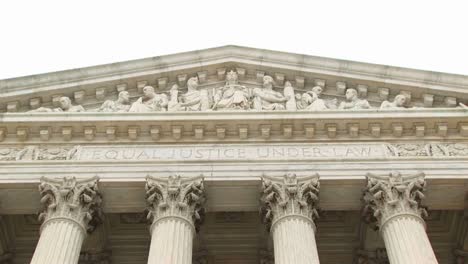 Close-View-Of-The-Entrance-Pediment-Sculpture-On-The-Supreme-Court-Building