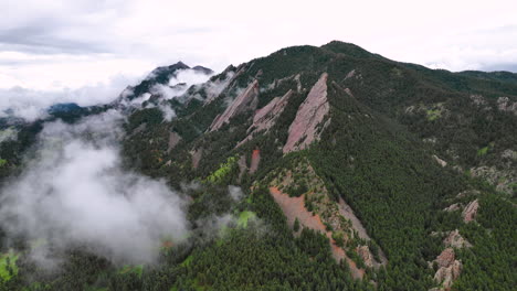 iconic flatirons of boulder chautauqua park. drone pullback