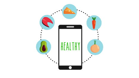 healthy lifestyle with smartphone animation