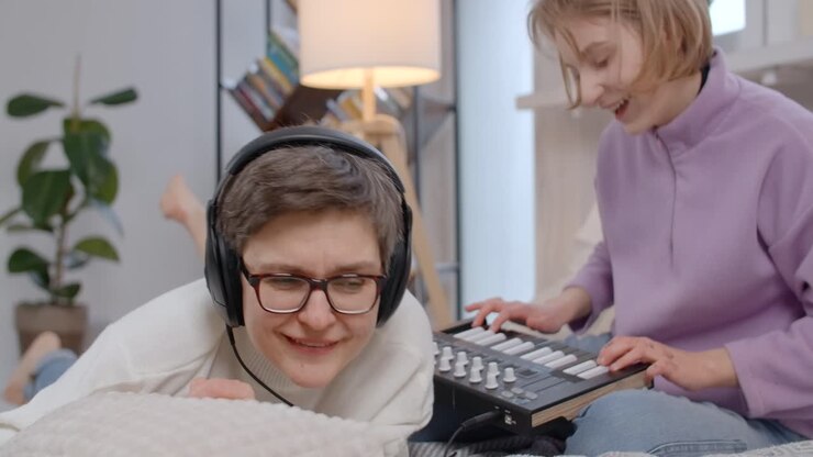Sisters Making Music Together at Home