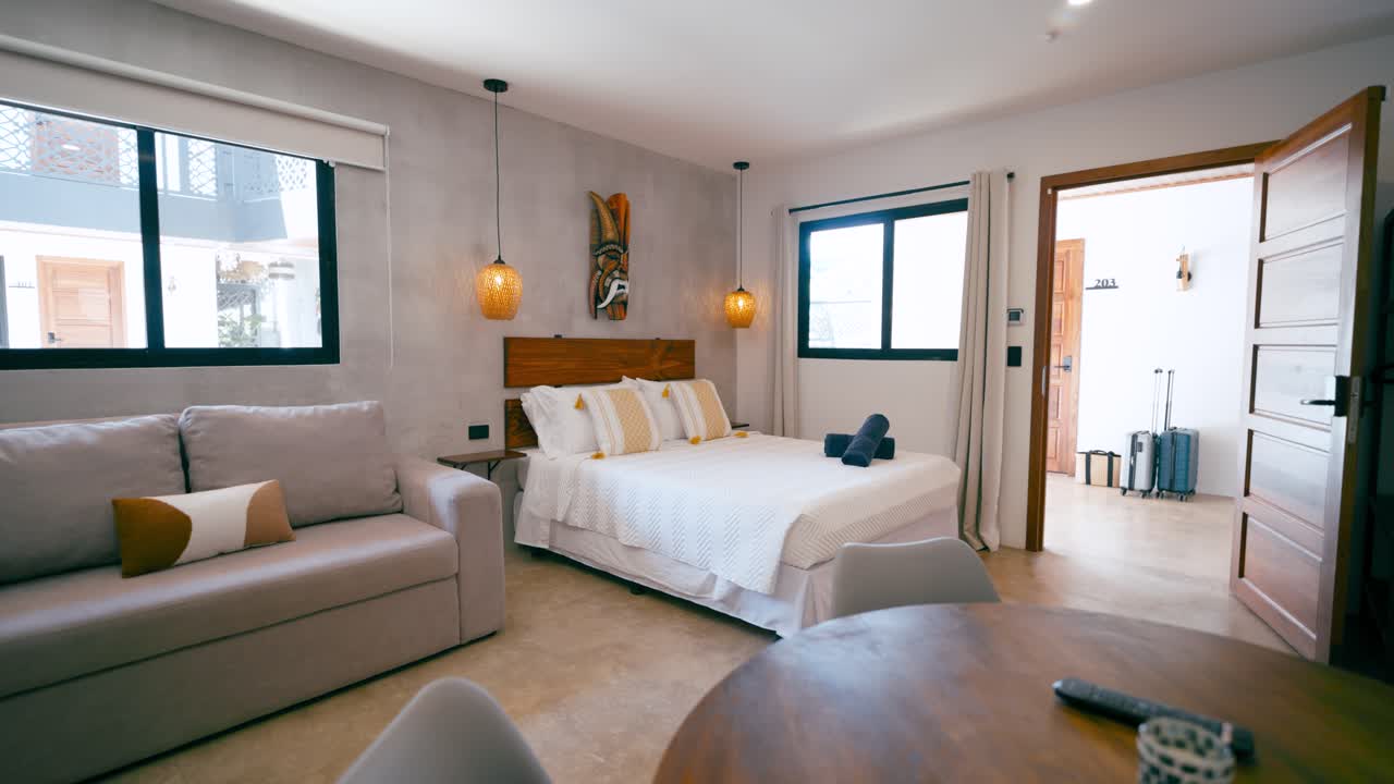 Modern Studio Apartment Interior with Bedroom and Living Area