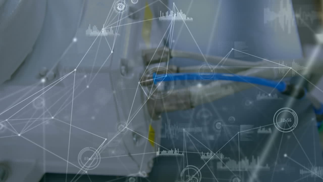 컴퓨터 하드웨어를 통한 연결 네트워크의 애니메이션