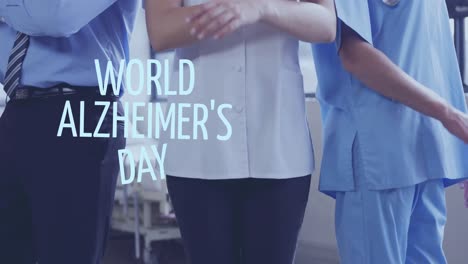 Animation-Des-Textes-Zum-Welt-Alzheimer-Tag-über-Kaukasischen-Ärzten-Mit-Verschränkten-Armen