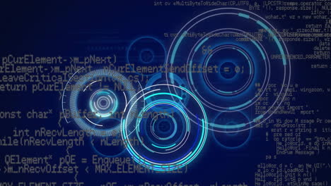 animación de ámbitos y procesamiento de datos sobre fondo oscuro