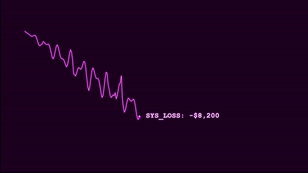 Digitale Finanzgrafik, die einen Systemverlusttrend zeigt.