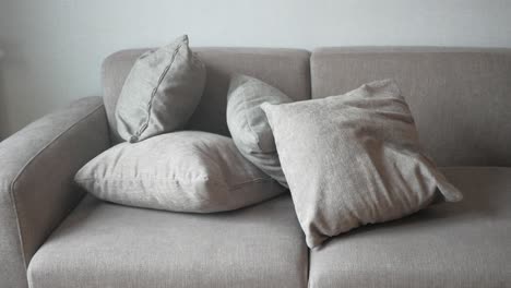 gray sofa with pillows