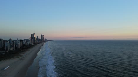 sunrise drone flight over surfers paradise in queensland