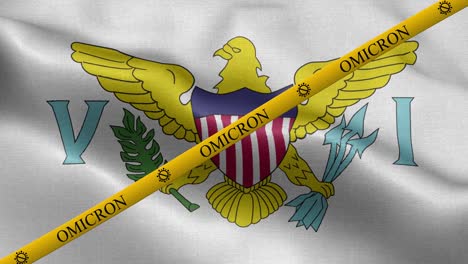 variante de omicron y franja de prohibición en las islas vírgenes estados unidos bandera - bandera de las islas virgenes estados unidos