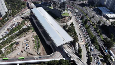 aerial shot of santa fe station on the mexico-toluca train line