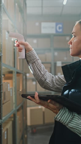 trabajador del almacén escaneando el inventario