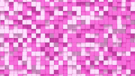 cubo de caja pequeña rosa fondo geométrico aleatorio. ilustración de mosaico de píxeles cuadrados abstractos. fondo de bloque de tierra. diseño fractal de fantasía. arte digital. bucle de animación 3d de 4k