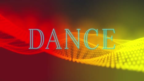 animation of dance, red and orange waving dots on black background