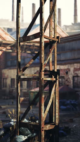 rusty metal structure in abandoned industrial area