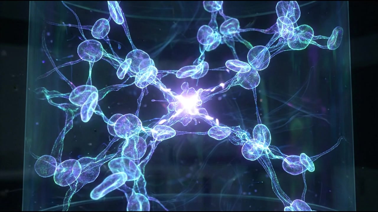 Microscopic cell organelles cellular structure hologram