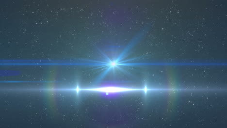 animation of glowing blue light moving over spots of light and stars in background