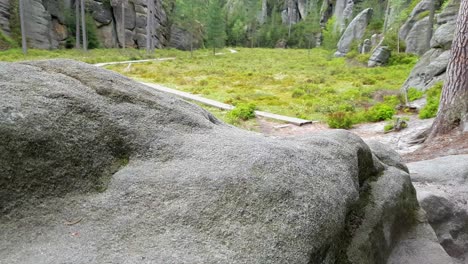 wooden trail through rocky national park adršpach