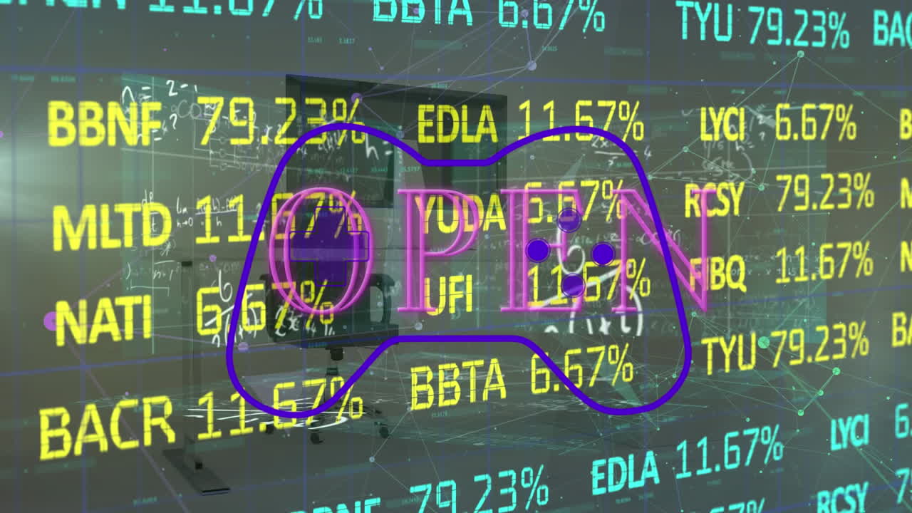 게임패드 아이콘 위의 데이터 처리 및 오피스의 애니메이션