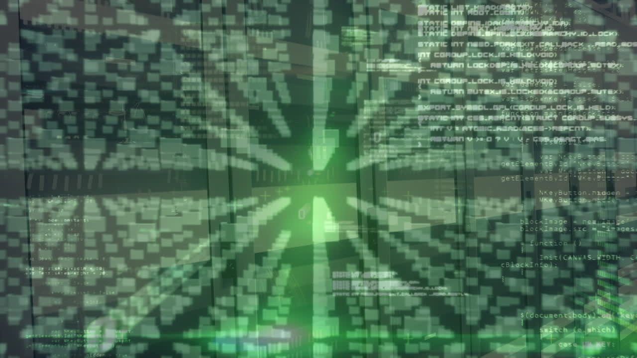 Animation of folders, data and digital padlock over servers