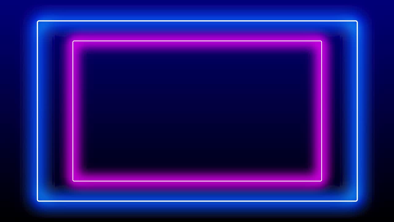 사각형 직사각형 네온 조명 프레임의 루프, 복사 공간과 함께 박이는 움직임, 미래의 3d 루프, 파란색 분홍색 레이저 빛 프레임 스테이지, 원활한 루프 배경