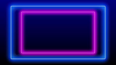 bucle de marco de luz de neón rectángulo cuadrado movimiento parpadeante con espacio de copia. bucle futurista 3d bucle de luz láser azul rosa marco de luz etapa de bucle sin costuras de fondo