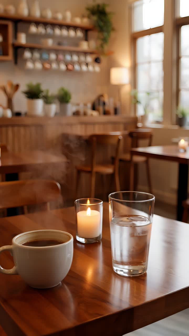 Interno di caffè estetico con atmosfera accogliente 4K