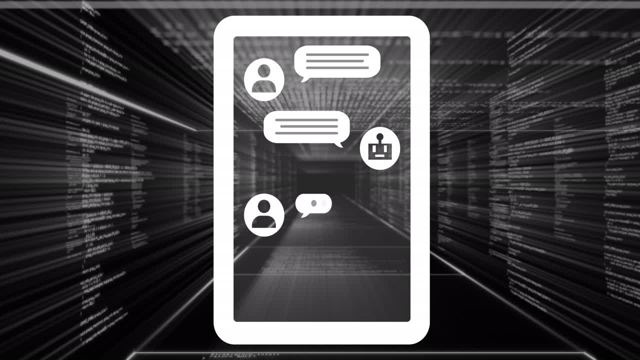 animación de un procesamiento de datos a través de servidores informáticos