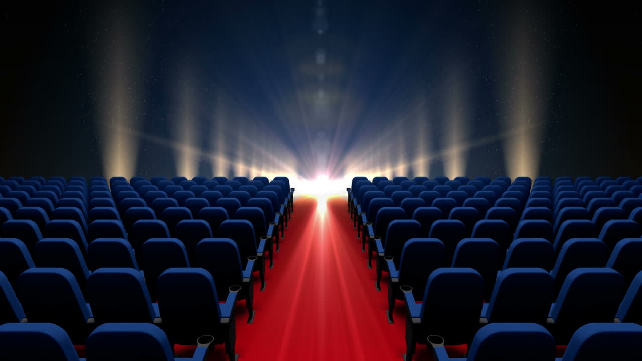 asientos de cine auditorio con luces intermitentes