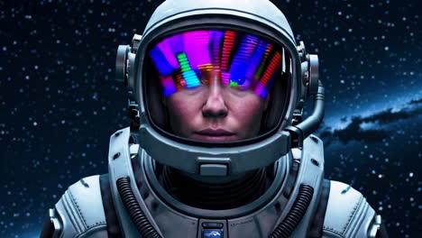 astronaut with colorful helmet in space