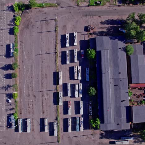 aerial view of a bus depot