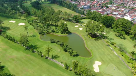 grand tropical golf course in magelang, indonesia, sport venue aerial view