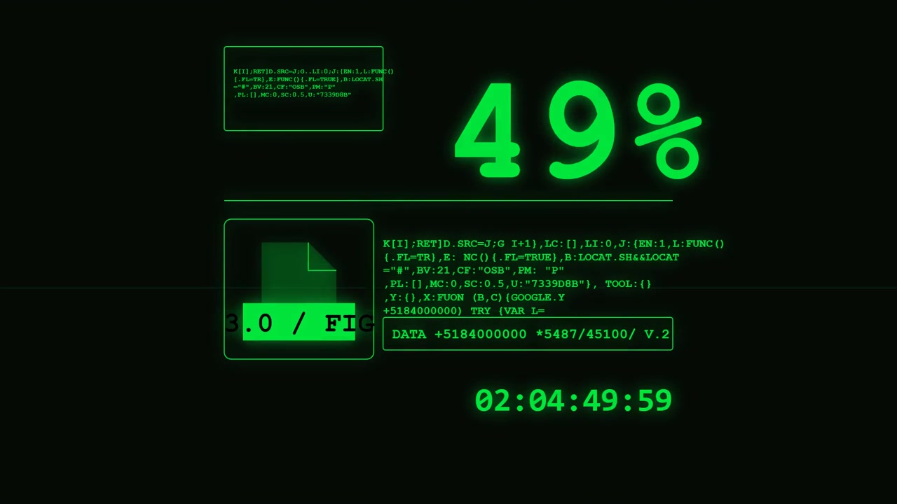 Digital Percentage Loading Progress Bar on Green Computer Interface
