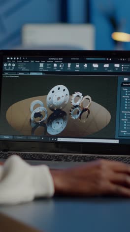 vertical video african woman engineer working at new project using laptop