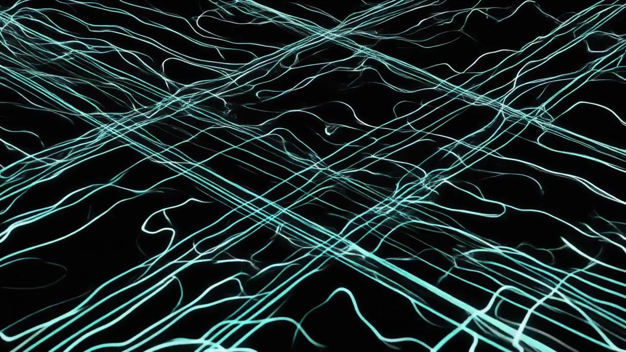 Abstract Motion Background with Glowing Cyan Light Lines