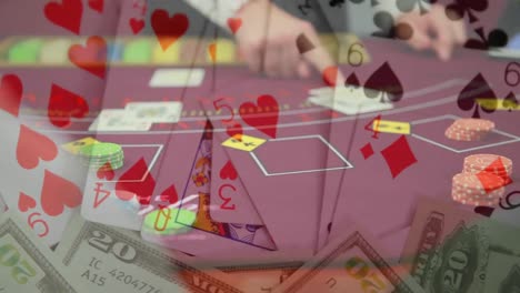 blackjack game with game cards on the foreground