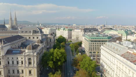 Aerial-View-of-Bus-on-Road-in-Vienna,-Austria