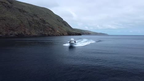 aerial view of a boat at san clemente island