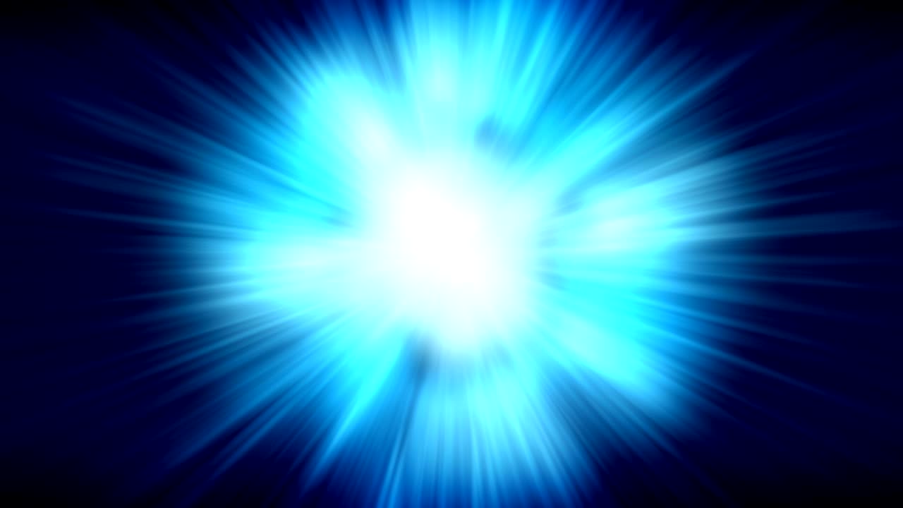 4k luz azul brillante desde el centro. fondo bokeh abstracto. bucle sin costuras.